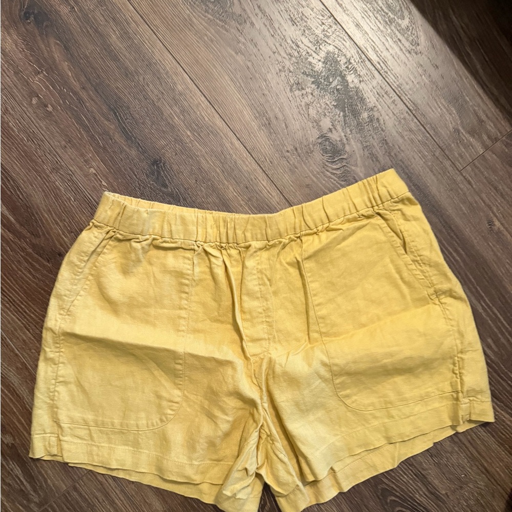 Banana Republic High Waist Yellow Linen Shorts